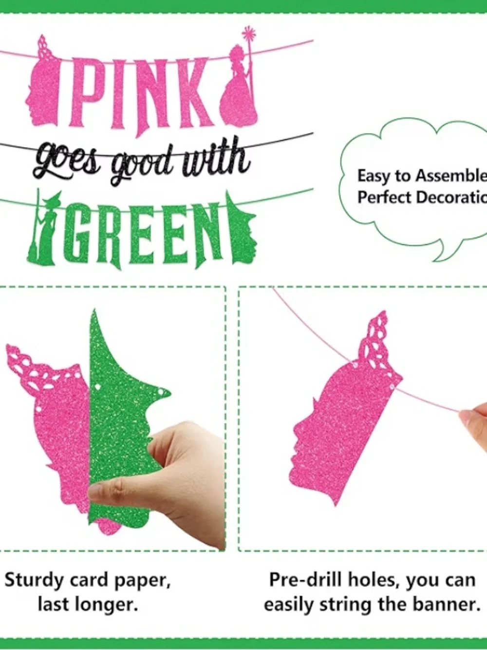 Wicked Decorations Banner Glitter Pink Goes Good With Green & wicked heart tin